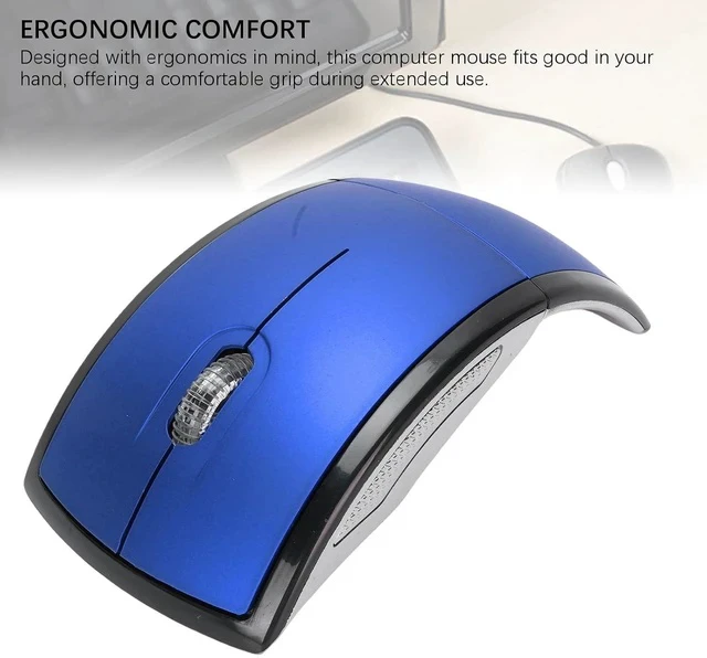 Alt view image 2 of 7 - Folding Wireless Mouse, Slim Foldable Touch Travel Mouse with 2.4 Receiver, Ergonomic Computer Mouses Magnetic Power Off Switch for Laptop PCComputer (Blue)