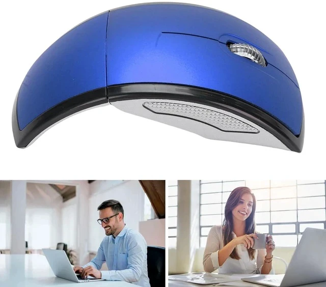 Alt view image 6 of 7 - Folding Wireless Mouse, Slim Foldable Touch Travel Mouse with 2.4 Receiver, Ergonomic Computer Mouses Magnetic Power Off Switch for Laptop PCComputer (Blue)