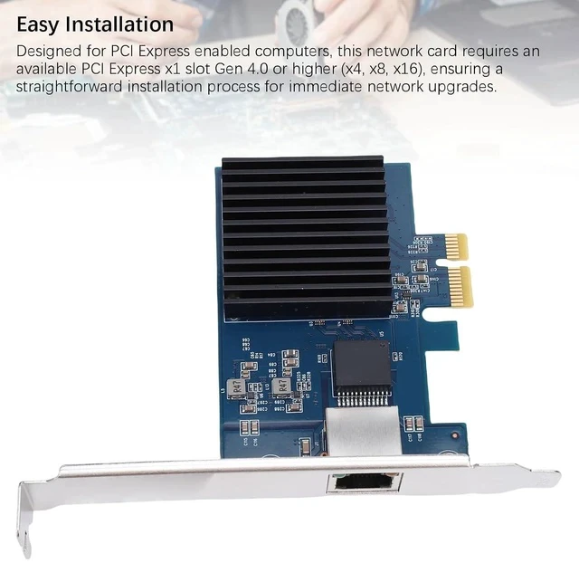 Alt view image 6 of 7 - 10G PCIe Network Card, RJ45 Port RTL8127 PCI Express Gen 4 X1 to 10 Gigabit, PCIE Network Adapter, Network Card, Ethernet Card for Linux