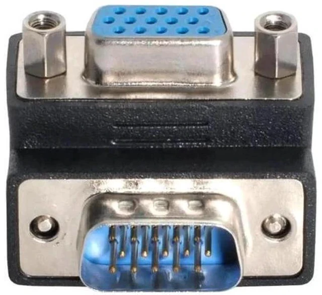 Main image of 90 Degree Down Angled HDB15Pin VGA Male to Female Gender Changer, SVGA D-Sub Video Adapter for Graphics Card, Monitor & Projector