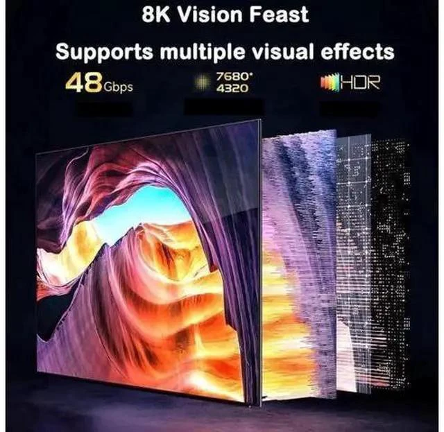 Alt view image 3 of 7 - 8K HDMI Fiber Optic Cable, 48Gbps High-Speed, 8K@60Hz,Dynamic HDR,ARR, Dolby Atmos, HDCP 2.2 & 2.3, 66Feet, Black