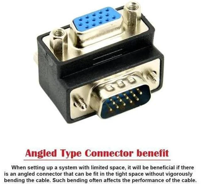 Alt view image 5 of 7 - 90 Degree Down Angled HDB15Pin VGA Male to Female Gender Changer, SVGA D-Sub Video Adapter for Graphics Card, Monitor & Projector