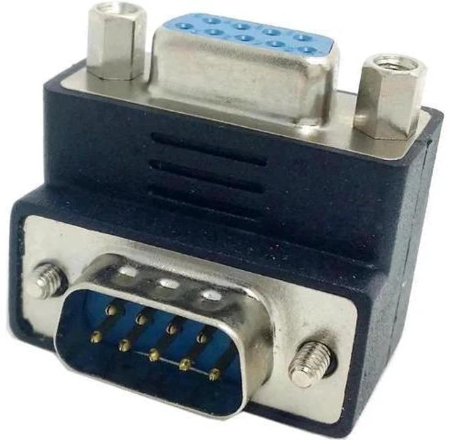 Alt view image 3 of 3 - Right-Angled 90° DSUB RS232 9Pin Male to Female Downward Elbow Adapter, D-SUB Serial Port Extender for PC, Projector & Display Devices