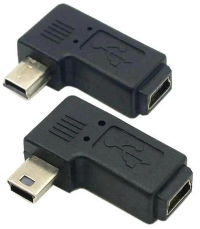 Alt view image 2 of 7 - 2 Pack 90 Degree Left & Right Angled Mini USB 5Pin Male to Female Extension Adapter