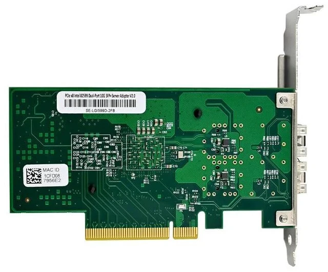 Alt view image 4 of 4 - Dual Port 10G PCIe SFP+ Network Card Intel 82599ES, X520-DA2, 2 x 10Gbps Fiber Ports, PCIe x8, for Server / Data Center / High-Performance Computing
