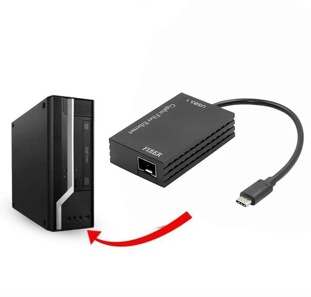 Alt view image 4 of 4 - RTL8153 Type-C to SFP Gigabit Fiber Ethernet Adapter USB-C to 1000Mbps SFP Fiber Network Card, SFP Port LAN Adapter for Laptop / MacBook / Tablet