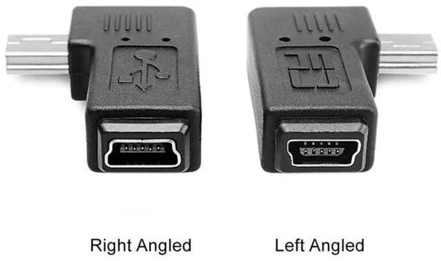 Alt view image 7 of 7 - 2 Pack 90 Degree Left & Right Angled Mini USB 5Pin Male to Female Extension Adapter