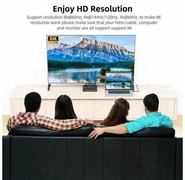 Alt view image 4 of 7 - 4-Port Dual HDMI KVM Switch 8K@60Hz 4K@144Hz, USB3.0 with EDID Emulator