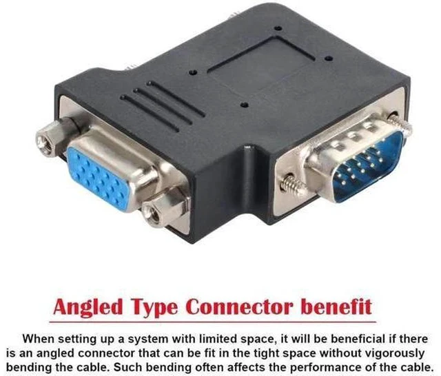 Alt view image 5 of 6 - Black Vertical Flat Left 90 Degree VGA SVGA Male to Female Extension Adapter