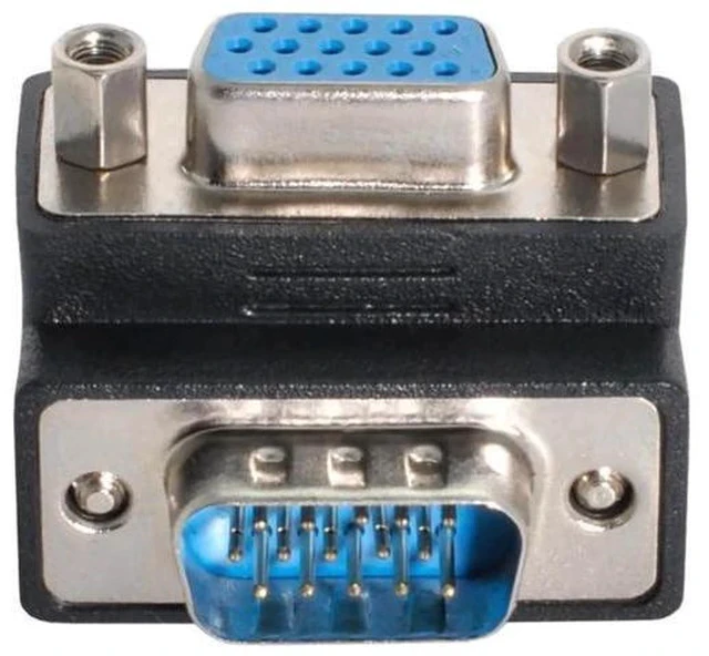 Alt view image 2 of 5 - 90 Degree Up Angled VGA SVGA Male to Female Extension Adapter for Monitor Projector Laptop PC