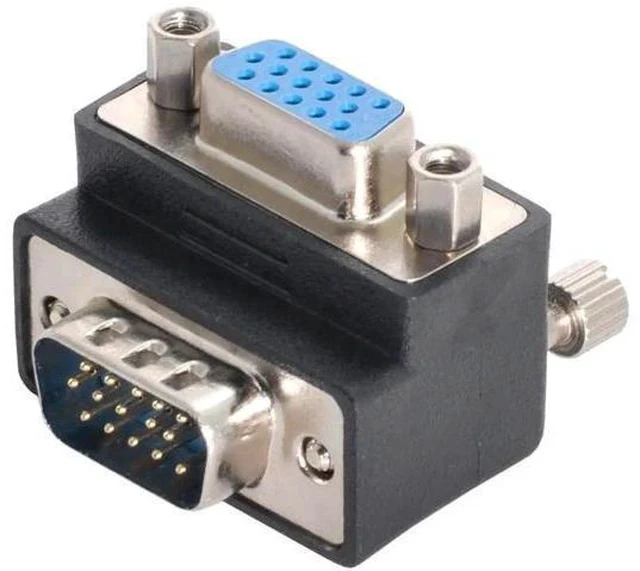 Alt view image 4 of 5 - 90 Degree Up Angled VGA SVGA Male to Female Extension Adapter for Monitor Projector Laptop PC