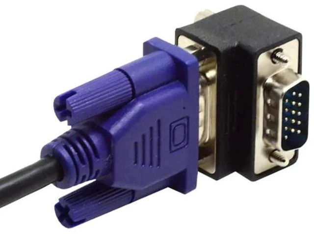 Alt view image 2 of 7 - 90 Degree Down Angled VGA Gender Changer, HDB15Pin SVGA Male to Female Adapter for Monitor Projector Graphics Card