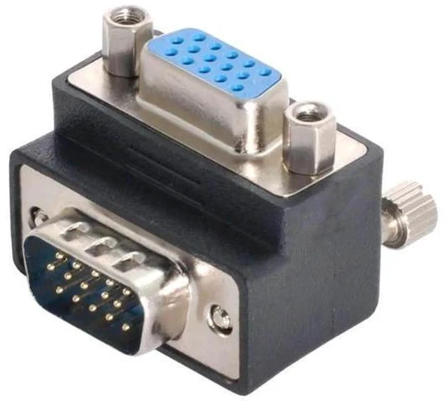 Alt view image 3 of 6 - 90 Degree Up Angled VGA Gender Changer, HDB15Pin SVGA Male to Female Adapter for Monitor Projector Graphics Card
