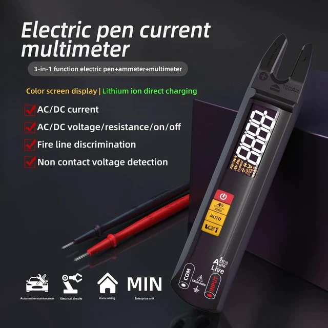 Alt view image 2 of 7 - High-Precision U-Type Fork Clamp Meter Smart AC/DC Ammeter, Auto-Ranging Digital Multimeter with True-RMS, NCV Voltage Detection & Phase/Live Wire Test