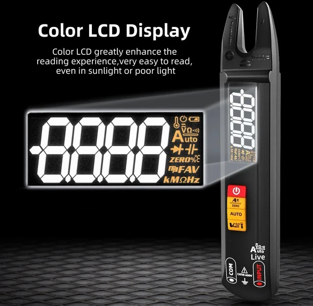Alt view image 7 of 7 - High-Precision U-Type Fork Clamp Meter Smart AC/DC Ammeter, Auto-Ranging Digital Multimeter with True-RMS, NCV Voltage Detection & Phase/Live Wire Test