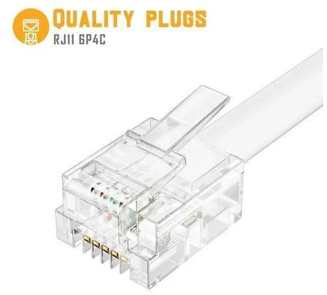Alt view image 2 of 6 - 2 Pack White RJ11 6P4C 2-Way Telephone Splitter, 1 Male to Dual Female Landline Phone Jack Separator Wall Adapter for Phones & Fax Machines
