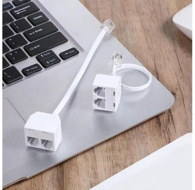 Alt view image 2 of 7 - 2 Pack White RJ11 6P4C Telephone Splitter, 1 Male to Dual Female 2-Way Landline Phone Jack Separator Adapter for Phones & Fax Machines
