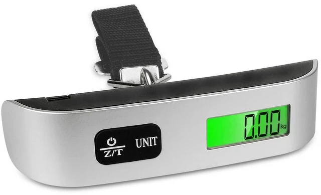 Alt view image 2 of 6 - Mini Digital Luggage Scale Portable Handheld Weight Scale with Hook, 50kg Max Capacity, LCD Backlit Display, Ideal for Suitcase/Box/Parcel Weighing