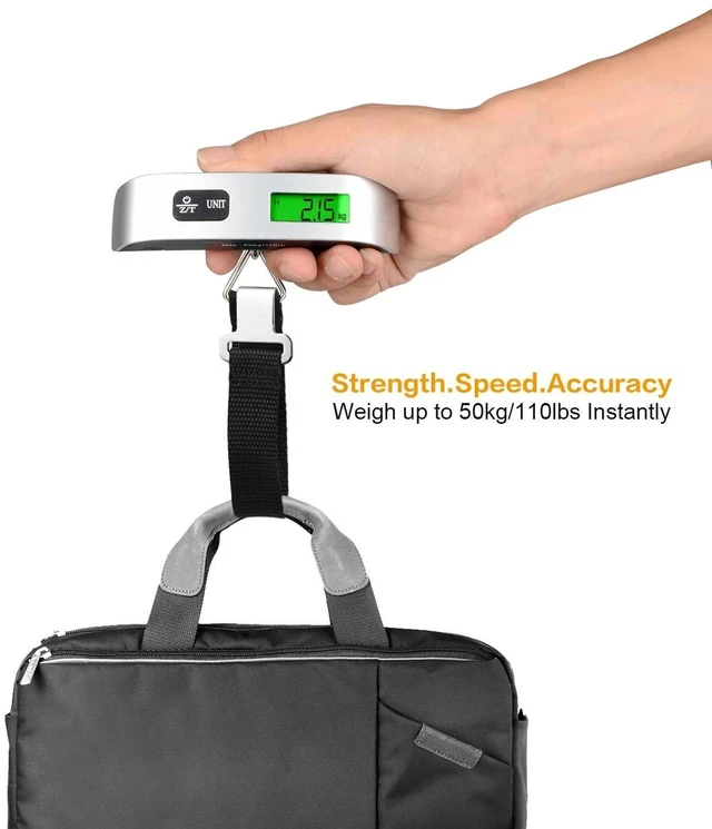 Alt view image 4 of 6 - Mini Digital Luggage Scale Portable Handheld Weight Scale with Hook, 50kg Max Capacity, LCD Backlit Display, Ideal for Suitcase/Box/Parcel Weighing