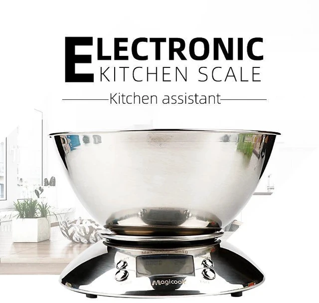 Alt view image 3 of 7 - 5kg/1g Stainless Steel Kitchen Scale with Mixing Bowl High-Precision Digital Food Scale, Smart Timer Function for Baking & Cooking, Household Use
