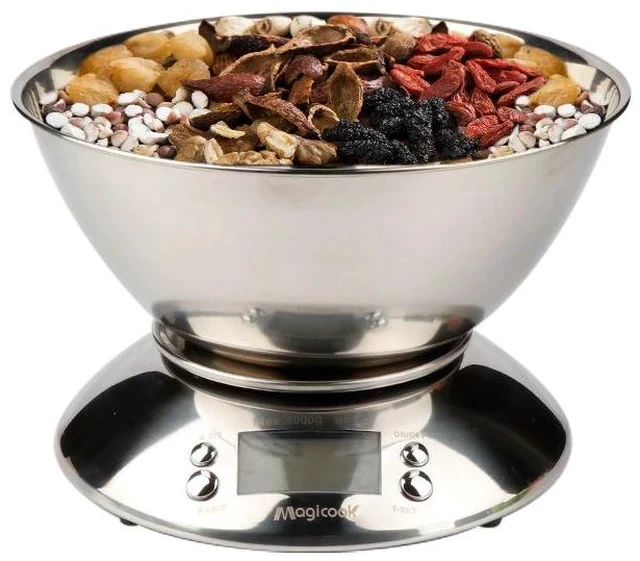 Alt view image 4 of 7 - 5kg/1g Stainless Steel Kitchen Scale with Mixing Bowl High-Precision Digital Food Scale, Smart Timer Function for Baking & Cooking, Household Use
