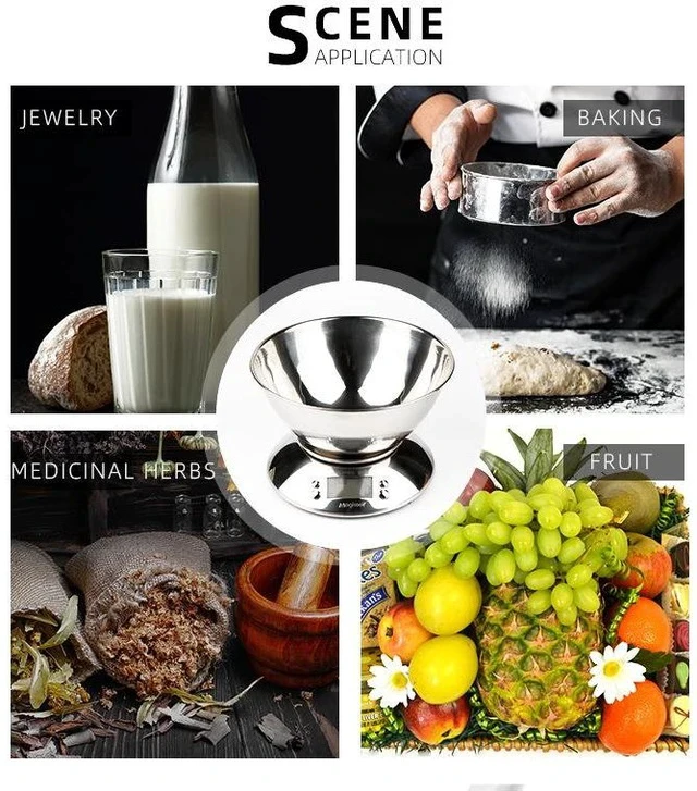 Alt view image 5 of 7 - 5kg/1g Stainless Steel Kitchen Scale with Mixing Bowl High-Precision Digital Food Scale, Smart Timer Function for Baking & Cooking, Household Use