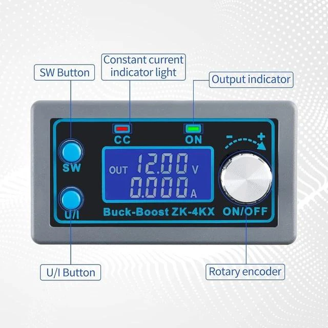 Alt view image 5 of 7 - ZK-4KX DC-DC Buck Boost Converter Regulator CNC Adjustable CC CV 0.5-30V Voltage Converter DIY Solar Battery Charging Power Supply Module LCD Display with Shell