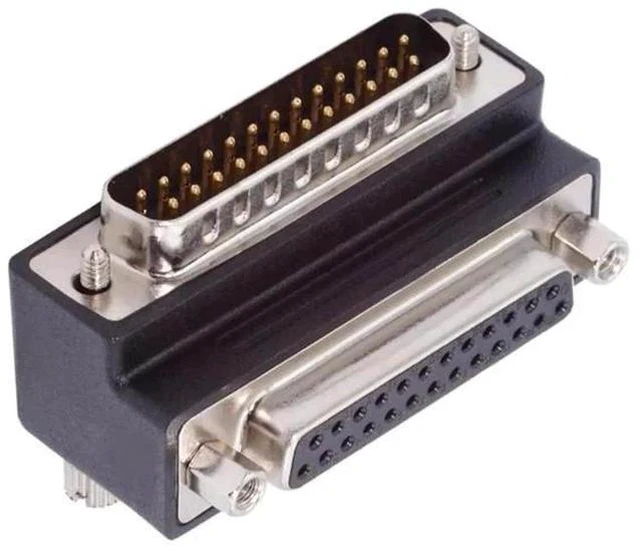Main image of 90 Degree Up Angled DB25 DSUB Extension Adapter, Male Nut to Female Screw DB25 Connector, Compatible with Parallel LPT Port & AES/EBU Digital Audio Equipment
