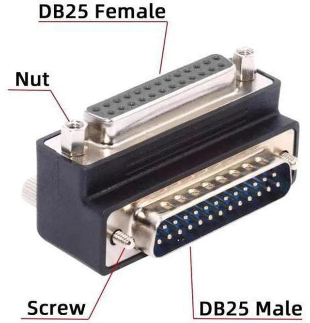 Alt view image 4 of 7 - 90 Degree Up Angled DB25 DSUB Extension Adapter, Male Nut to Female Screw DB25 Connector, Compatible with Parallel LPT Port & AES/EBU Digital Audio Equipment