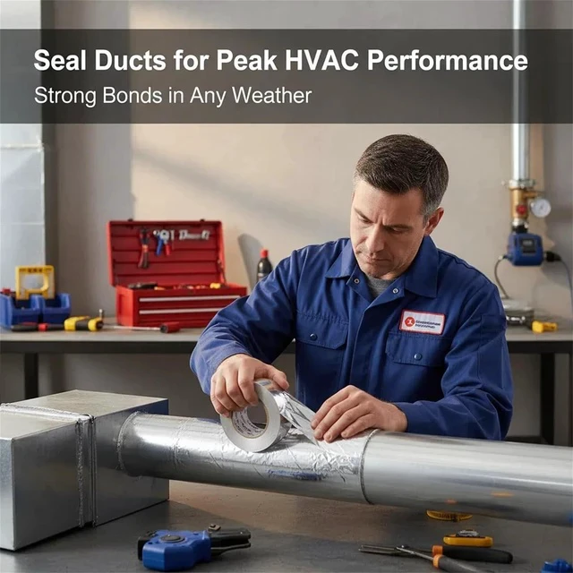 Alt view image 6 of 6 - 0.8 inch x 130 Feet Aluminum Foil Duct Sealing Tape, 3.9 Mil, High-Temperature Heavy-Duty Silver HVAC Tape for Ductwork Dryer Vent