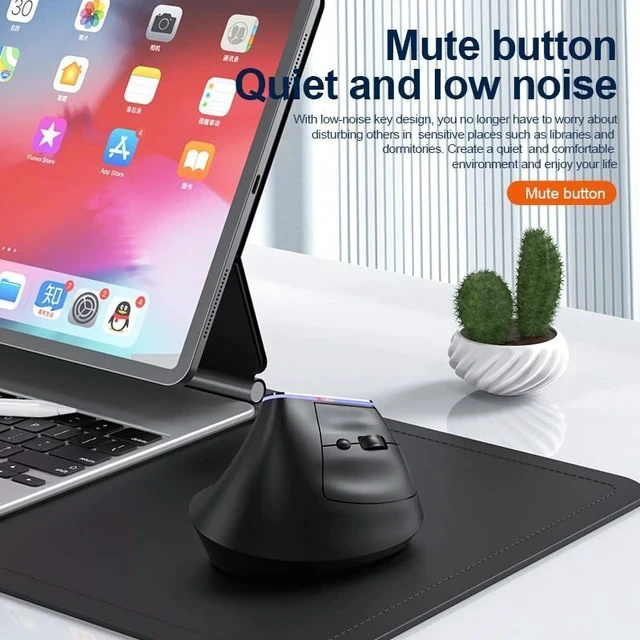 Alt view image 3 of 6 - RGB Rechargeable Vertical Mouse Bluetooth + 2.4G Dual-Mode Wireless, Ergonomic Handshake Grip, 6 Silent Buttons, Adjustable DPI, USB-C Charging