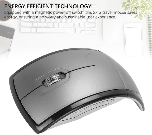 Alt view image 3 of 7 - Folding Wireless Mouse, Slim Foldable Touch Travel Mouse with 2.4 Receiver, Ergonomic Computer Mouses Magnetic Power Off Switch for Laptop PCComputer (Gray)