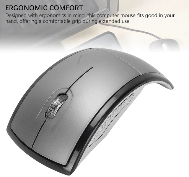 Alt view image 5 of 7 - Folding Wireless Mouse, Slim Foldable Touch Travel Mouse with 2.4 Receiver, Ergonomic Computer Mouses Magnetic Power Off Switch for Laptop PCComputer (Gray)