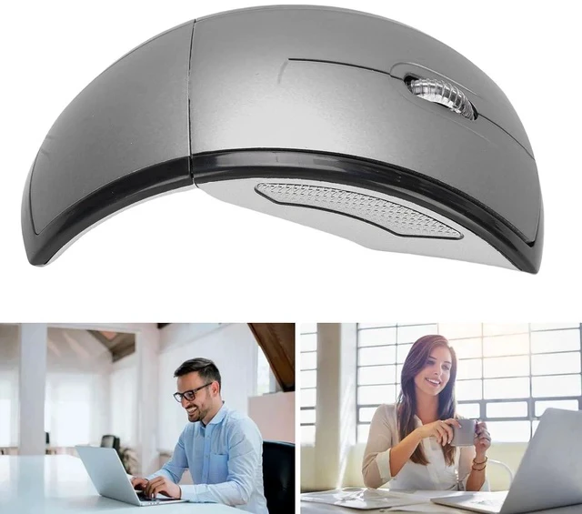 Alt view image 6 of 7 - Folding Wireless Mouse, Slim Foldable Touch Travel Mouse with 2.4 Receiver, Ergonomic Computer Mouses Magnetic Power Off Switch for Laptop PCComputer (Gray)
