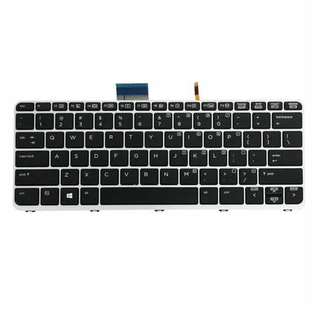 Alt view image 2 of 5 - Laptop US Keyboard Backlit Silver For HP Elitebook Folio MP-13U8 752962-001