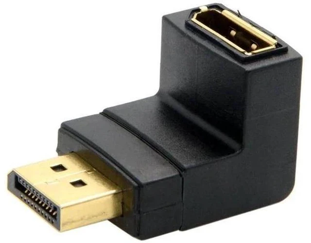 Alt view image 6 of 7 - 90 Degree Up Angled DisplayPort Male to Female Extension Adapter, Black Low Profile DP Right Angle Extender Connector for Laptops GPUs Monitors Desktops