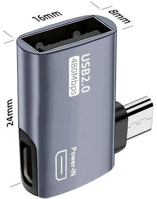 Alt view image 5 of 6 - 2 Pack 90 Degree Left & Right Angle Powered Micro USB OTG Adapter, Grey Micro USB Male to USB A Female OTG Connector for Fire TV Stick 4K, Android Phones, Micro USB Tablets & Host Devices