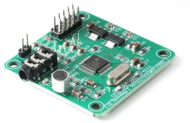 Main image of VS1053 MP3 Audio Player Module Audio Decoder MP3 Player Board Recording Onboard Microphone SPI Interface Output Port Audio Sound Board 1.8V 3.3V AMS-1117 Chip 800mA 12.228Mhz