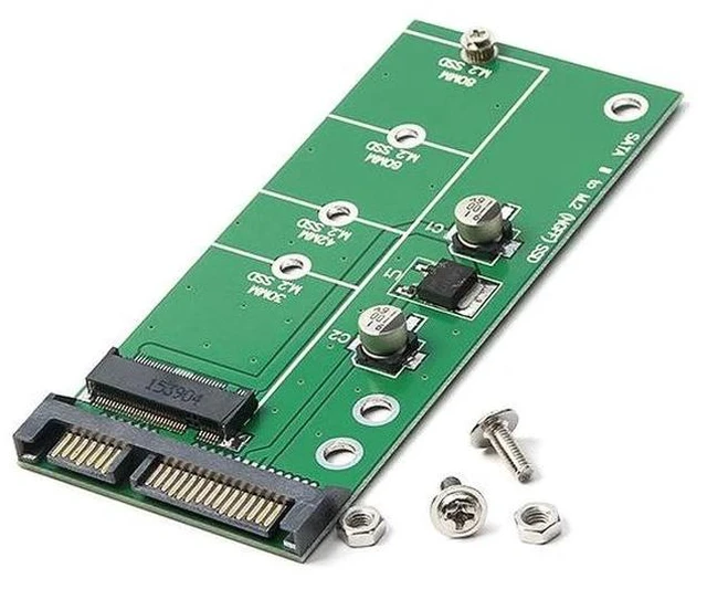 Main image of M.2 NGFF to SATA 3.0 Adapter Card Stable & High-Speed NGFF SSD to 2.5" SATA III Converter, M.2 SATA to SATA Adapter for Desktop / Laptop / External Enclosure - green