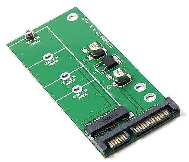 Alt view image 2 of 5 - M.2 NGFF to SATA 3.0 Adapter Card Stable & High-Speed NGFF SSD to 2.5" SATA III Converter, M.2 SATA to SATA Adapter for Desktop / Laptop / External Enclosure - green