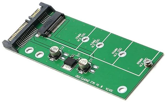 Alt view image 4 of 5 - M.2 NGFF to SATA 3.0 Adapter Card Stable & High-Speed NGFF SSD to 2.5" SATA III Converter, M.2 SATA to SATA Adapter for Desktop / Laptop / External Enclosure - green