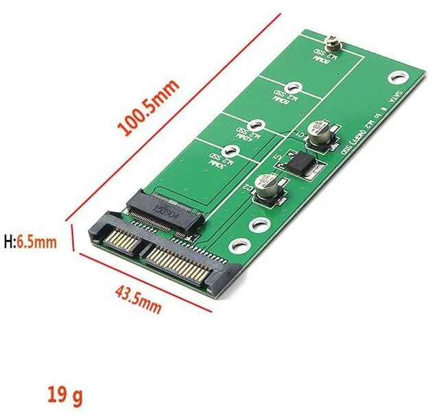 Alt view image 3 of 5 - M.2 NGFF to SATA 3.0 Adapter Card Stable & High-Speed NGFF SSD to 2.5" SATA III Converter, M.2 SATA to SATA Adapter for Desktop / Laptop / External Enclosure - green