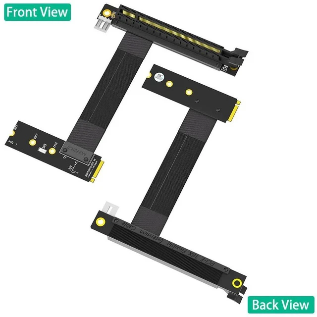 Alt view image 2 of 7 - PCIe 16X 90-Degree to M.2 NGFF Key M Adapter PCI-E x16 to M.2 PCIe Extension Cable for Graphics Card / SSD, 90° Angled Riser for Desktop PC - Left direction