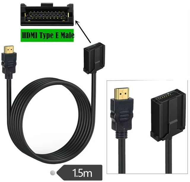 Alt view image 2 of 5 - HDMI Type-E to HDMI Cable Automotive High-Definition Audio/Video Dedicated Line, HDMI E-Type to HDMI Male Adapter Cable for Car Infotainment / Navigation Systems