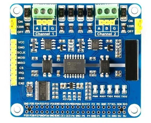 Alt view image 2 of 5 - 2-Channel Isolated RS485 Expansion HAT Board Module SC16IS752 SP3485 Dual Chip Convert SPI to RS485 Data Rate up to 921600bps Embed Multi Protection Circuits for Raspberry Pi 4