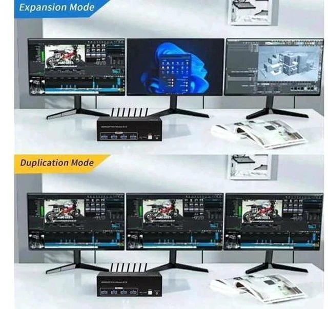 Alt view image 6 of 7 - 2 Port Triple Monitor 1HDMI+2DP KVM Switch, 8K@60Hz 4K@120Hz USB3.0 KVM Switcher for 2 PCs Share 3 Displays & 4 USB Devices, Support Extend & Mirror Mode