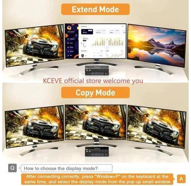 Alt view image 4 of 7 - 3-In-3-Out Triple Monitor HDMI+DP KVM Switch 8K@30Hz 4K@144Hz, USB 3.0 KVM Switcher for 3 PCs Share 3 Displays & 4 USB 3.0 Peripherals