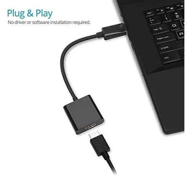 Alt view image 2 of 7 - Black DP Male to HDMI Female Adapter, DisplayPort to HDMI Audio Video Converter for DP Laptops Desktops to HDMI Monitors HDTV Projectors