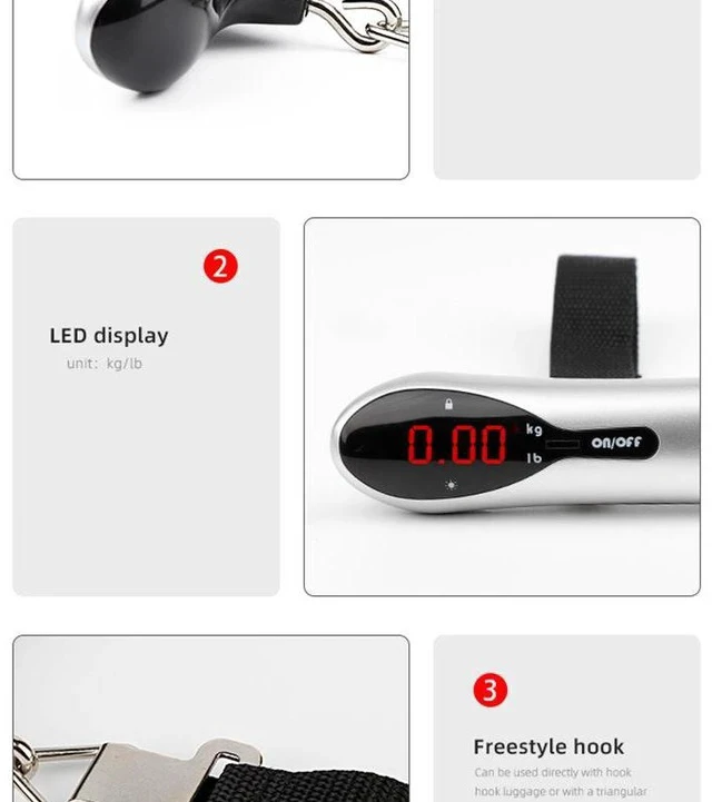 Alt view image 5 of 6 - Portable Handheld Electronic Scale 50kg Compact Mini Weighing Scale for Luggage, Food, Grocery, Parcel & Travel