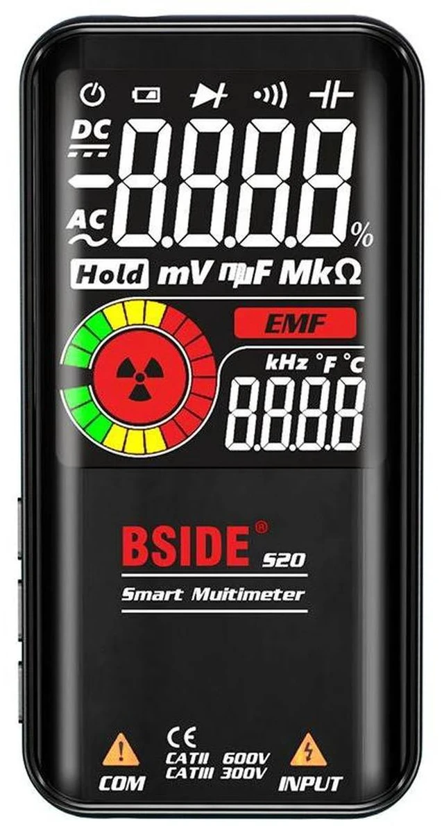 Alt view image 2 of 7 - S20 Intelligent Tester with Electromagnetic Radiation Detection 3.5" Color LCD, AC/DC Voltage, Resistance, Capacitance, Frequency, Diode, Continuity Test